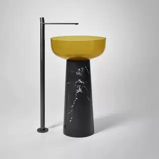 Antonio Lupi Albume Раковина 48х65 см, без отв., на пьедестале, Cristalmood, цвет: Ocra/Nero Marquinia