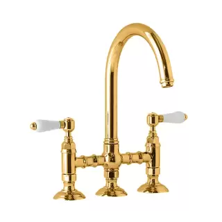 Nicolazzi El Capitan Смеситель для кухни, на 4 отв., с вытяжным ручным душем, цвет: Gold