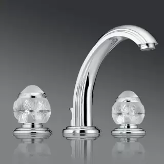 THG Panthere Cristal clair Смеситель для раковины, 3 отв., цвет: хром/прозрачный хрусталь