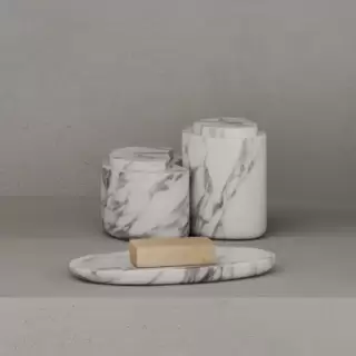 Dea Design Marble Контейнер с крышкой, 15х9.2хh8.5см., настольная, из мрамора, цвет: Statuario White