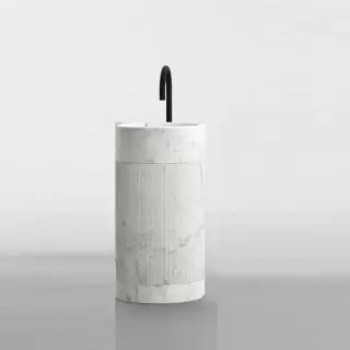 NOORTH milldue edition ROMA Раковина 45х88 см, без отв., напольная, без перелива, с донным клапаном, цоколь Bianco Carrara, цвет: Bianco Carrara/Bianco Carrara