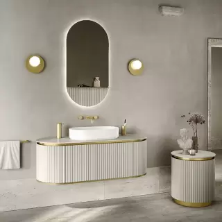 Oasis Naos Композиция №6 Комплект мебели 80х56xh45см, подвесной, мраморный топ, фурнитура латунь, зеркало, цвет: Corda elegance