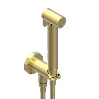 THG Les Ondes Гигиенический душ, с настенным держателем, с подводом воды и шлангом 125см., цвет: Soft matt gold