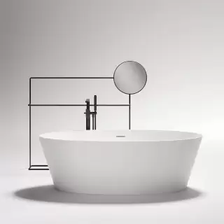 Gruppo Treesse Alma Ванна отдельностоящая 175х80х55 см, с сливом-переливом и сифоном, Solid Surface, цвет: белый глянцевый