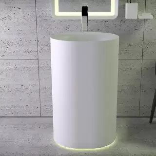 KNIEF Moon Раковина 55х45х90 см, без отв., напольная, c выпуском белым и сифоном, цвет: белый матовый