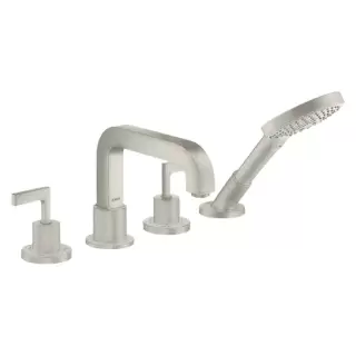 Axor Citterio Смеситель на борт ванны, на 4 отв., с ручкой: рычаг, с ручным душем, цвет: сталь