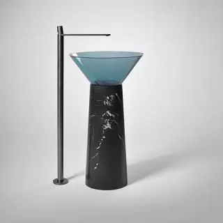 Antonio Lupi Albume Раковина 48х65 см, без отв., на пьедестале, Cristalmood, цвет: Petrolio/Nero Marquinia