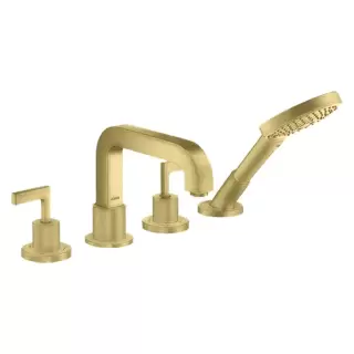 Axor Citterio Смеситель на борт ванны, на 4 отв., с ручкой: рычаг, с ручным душем, цвет: шлифованная медь