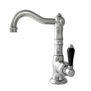 Nicolazzi Ceramica Nera Смеситель для раковины однорычажный, с донным клапаном, ручки черная керамика, цвет: хром