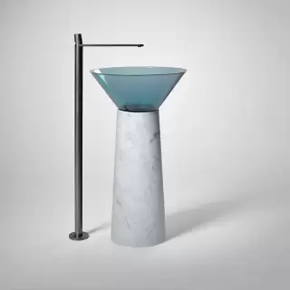 Antonio Lupi Albume Раковина 48х65 см, без отв., на пьедестале, Cristalmood, цвет: Petrolio/Marmo Carrara