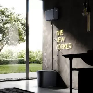 Kerasan The New Yorker Унитаз напольный 60х36.5см с высоким бачком, фурнитура: хром, цвет: черный матовый