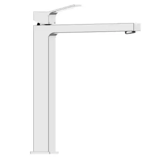 Bossini Aki Line Смеситель для раковины AKI-T высокий с донным клапаном 1&rdquo;1/4 и гибкая подводка из нерж. стали 3/8&rdquo;., цвет: хром