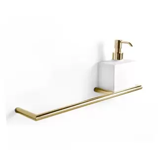 3SC Guy Полотенцедержатель и дозатор, 40см., справа, подвесной, композит Solid Surface, цвет: белый матовый/золото 24к. Lucido