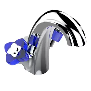 THG Pуtale de cristal bleu Смеситель для раковины, 1 отв., цвет: хром/синий хрусталь