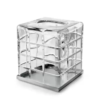 3SC Palace Контейнер для бумажных салфеток настольный 13хh15х13 см, цвет: прозрачный хрусталь/никель сатинированный матовый