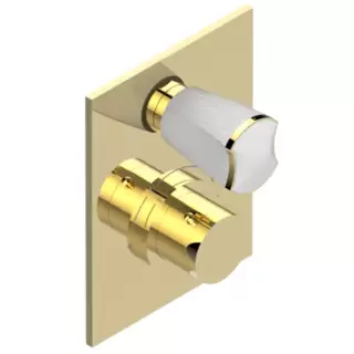 THG Infini Porcelaine Blanche Смеситель для душа, встраиваемый, термостатический, с запорным вентилем, внешняя часть, цвет: Matt gold PVD