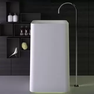 KNIEF Shine Раковина 53х43х90 см, без отв., с выпуском в пол, с LED подсветкой, цвет: белый матовый