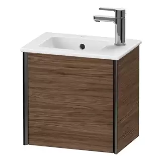 Duravit XViu Тумба подвесная 41x29x40см, с раковиной, 1 дверь, (петли справа), цвет: walnut dark/черный матовый