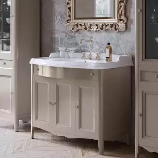 TW Veronica, База с раковиной Simas AR874bi*1 105x56см, с 1отв.,  2 верх.ящ. 3 распашные дверки, доводч. Blum, ручки: Riflesso бронза, напольная, цвет: TORTORA