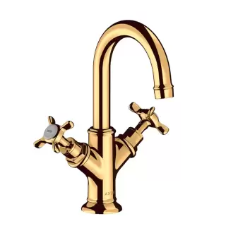 Axor Montreux Смеситель для раковины, на 1 отв., излив 117мм, с донным клапаном, цвет: полированное золото