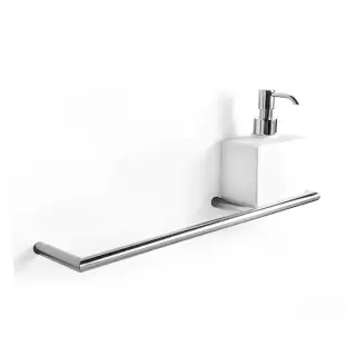 3SC Guy Полотенцедержатель и дозатор, 40см., справа, подвесной, композит Solid Surface, цвет: белый матовый/хром