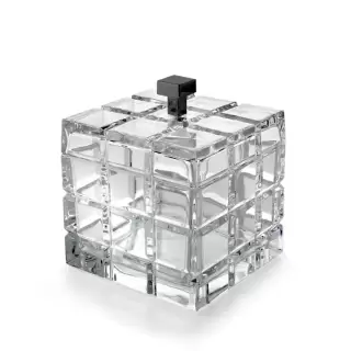 3SC Palace Контейнер с крышкой настольный 11,5хh13,5х11 см, цвет: прозрачный хрусталь/никель сатинированный черный матовый