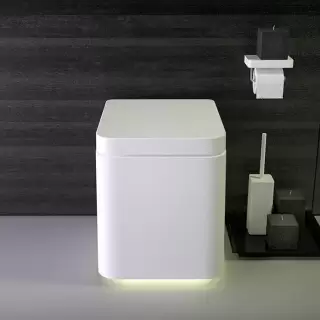 KNIEF Shine Унитаз напольный БЕЗОБОДКОВЫЙ 58х39х41 см, с сиденьем белым микролифт , цвет: белый матовый