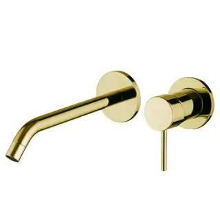 Fima Carlo Frattini Spillo UP Смеситель для раковины настенный, однорычажный, излив 21см, внешняя часть, цвет: золото