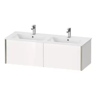 Duravit XViu Тумба подвесная 128x48x40см, с двойной раковиной, 2 ящика, цвет: белый глянцевый/champagne matt