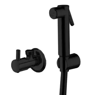 Fima Carlo Frattini Collettivit&agrave; Гигиенический душ, настенный, со шлангом 120см., с угловым вентелем, цвет: черный матовый