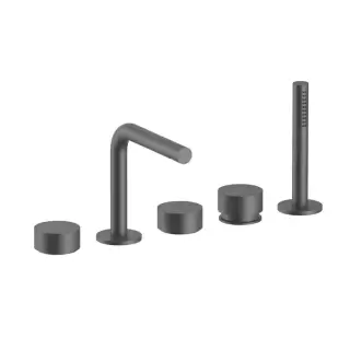 Fantini AF/21 Набортный смеситель для ванны, 5 отв., излив: 155 мм, цвет: Matt Gun Metal PVD