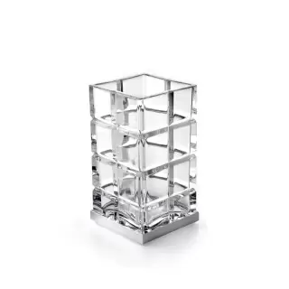 3SC Palace Стакан настольный 7,5хh14х7,5 см, цвет: прозрачный хрусталь/никель сатинированный матовый