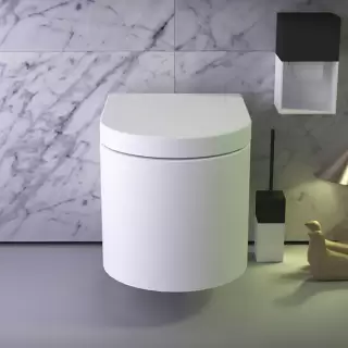 KNIEF Glow Унитаз подвесной безободковый 52x39x36см с крышкой микролифт, цвет: белый матовый