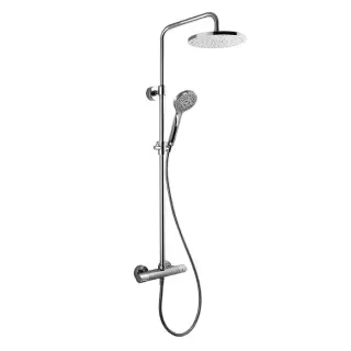 Carlo Frattini Wellness Смеситель для душа термостатический, внешнего монтажа, с душ стойкой, верхним душем &Oslash;250мм. из ABS и душ компл, цвет: хром