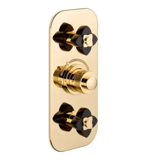 THG Petale de Cristal noir Смеситель для душа, термостатический, 2 потока, цвет: золото/черный хрусталь