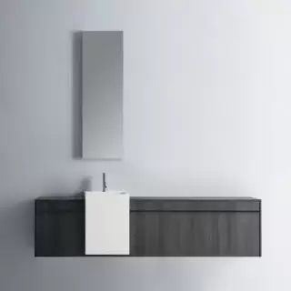 NOORTH milldue edition SINTESI Комплект мебели 180см, меламин, с раковиной из Milltek solid, полувстроенным зеркальным шкафчиком, подвесной, Цвет: Venato fumo-723