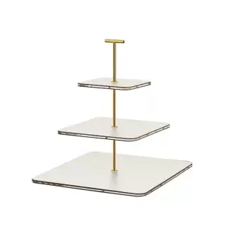 ADJ Сервировочная стойка 30x30xH35см., ручка "Т", цвет: белый/фурнитура золото