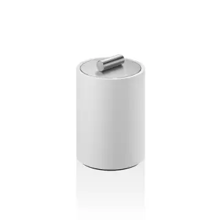 Decor Walther Stone DMD S Баночка универсальная 11x8см, с крышкой, настольная, цвет: белый / сталь матовая