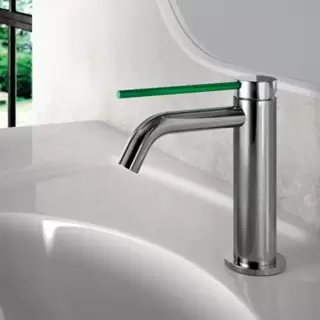 Gattoni Circle Two Смеситель для раковины высоки 177 мм, на 1 отверстие, излив 135 мм, с донным клапаном, цвет: хром/Verde