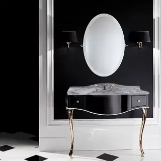 Devon&Devon Audrey, Комплект мебели  мрамор: bianco carrara, ножки золото, напольный, Цвет: чёрный с белым кантом