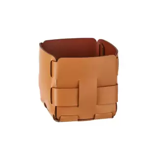 ADJ Корзинка Mini Bottega, 12x12xH13 см., цвет: коньяк/бордо