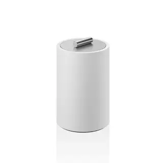 Decor Walther Stone DMD L Баночка универсальная 16x10см, с крышкой, настольная, цвет: белый / сталь матовая