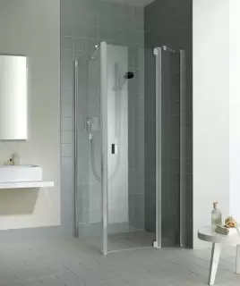 Kermi RAYA Душевой угол RA 100*90х200см., петли справа, глянцевое серебро, klar