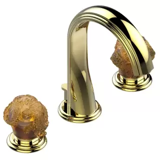 THG Dragon Sun Смеситель для раковины, 3 отв., цвет: золото/хрусталь