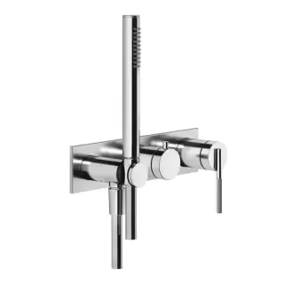 Gessi Ingranaggio Встраиваемый однорычажный смеситель на 2 выхода с перекл., ручным душем с держателем и выводом воды, внешняя часть, цвет: хром