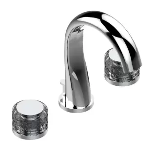 THG Paradise Смеситель для раковины, 3 отв., с донным клапаном, цвет: хром/хрусталь