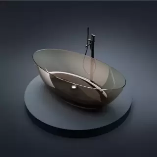 Gruppo Treesse Camelia Ванна 180х85х50см., отдельностоящая, без перелива, сифон, цвет: SMOKEY TRANSPARENT RESIN