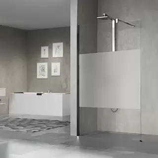 Novellini Giada H Душевое ограждение 137-138.5х205см., с свободным входом, с настенным кронштейном, стекло прозрачное, цвет: черный матовый