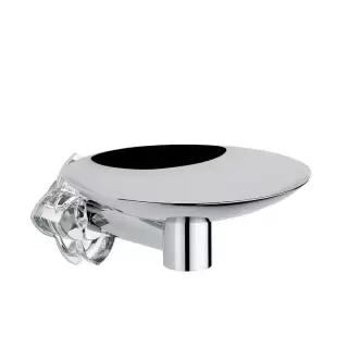 THG Pétale de cristal clair Мыльница металлическая &oslash; 15см., подвесная, цвет: хром/прозрачный хрусталь