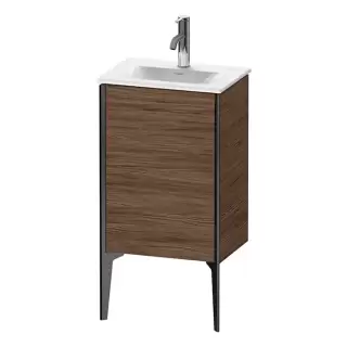 Duravit XViu Тумба подвесная 43x31x59.1см, с раковиной, 1 дверь, (петли справа), цвет: walnut dark/черный матовый